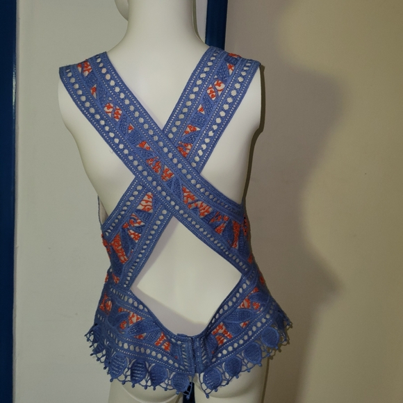 Tory Burch Evie Top runway Guipure Crochet Lace 10 - Picture 7 of 7